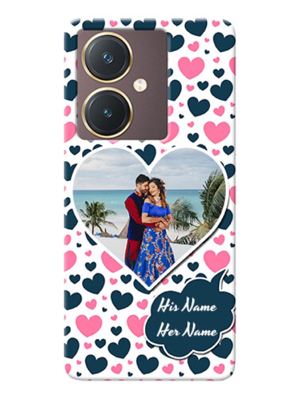 Custom Vivo Y27 Mobile Covers Online: Pink & Blue Heart Design