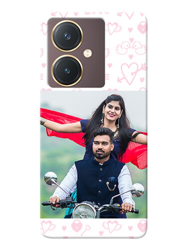 Custom Vivo Y27 personalized phone covers: Pink Flying Heart Design