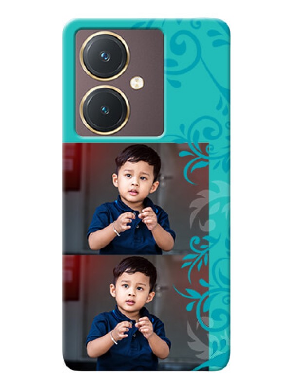 Custom Vivo Y27 Mobile Cases with Photo and Green Floral Design 