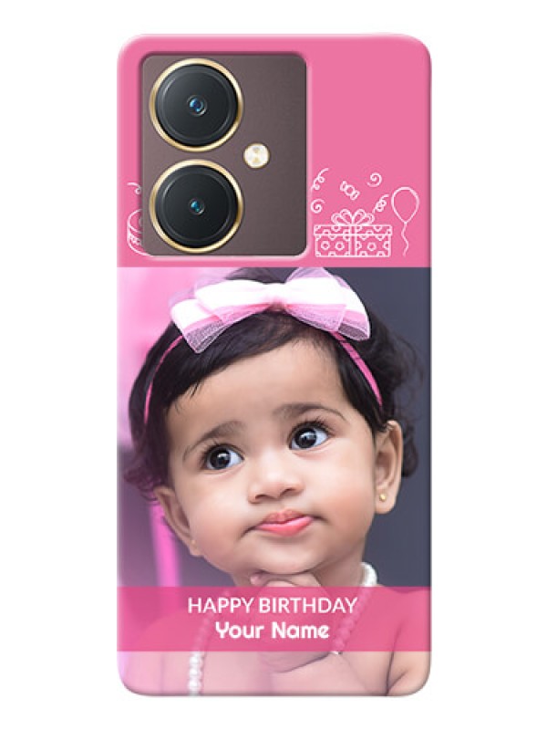 Custom Vivo Y27 Custom Mobile Cover with Birthday Line Art Design