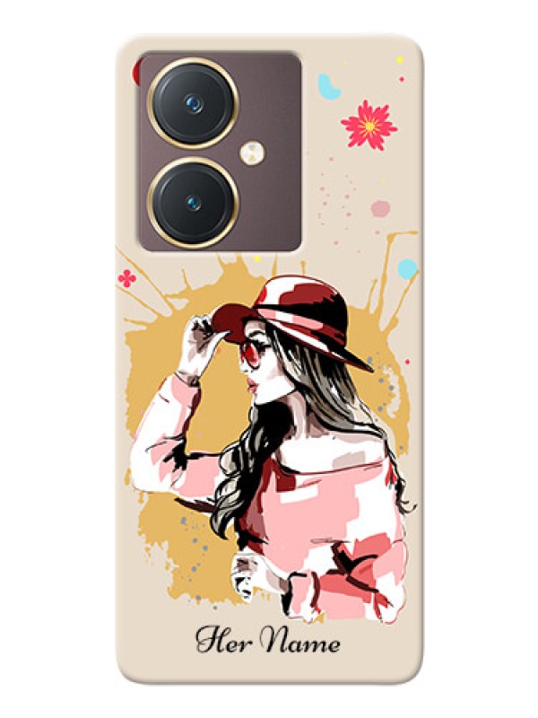 Custom Vivo Y27 Back Covers: Women with pink hat Design