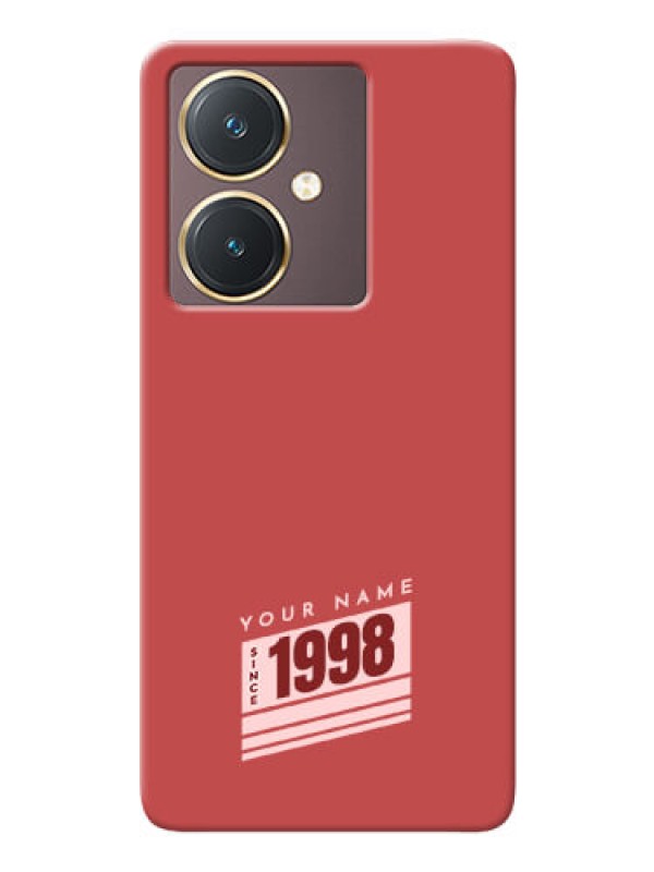 Custom Vivo Y27 Phone Back Covers: Red custom year of birth Design