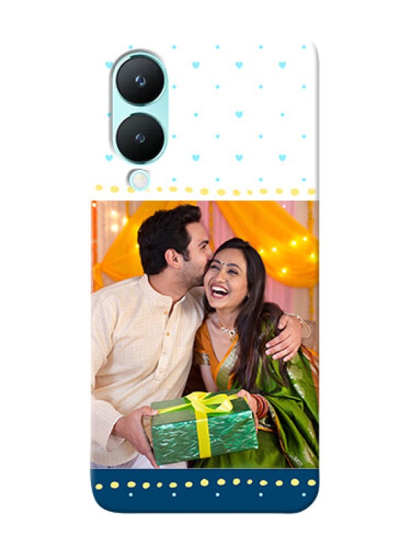 Custom Vivo Y28 5G Phone Covers: White and Blue Abstract Design