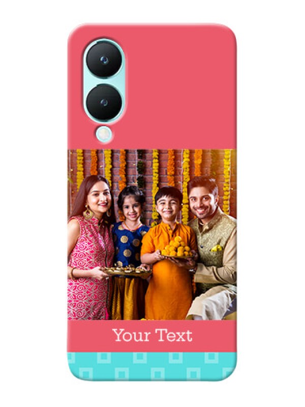 Custom Vivo Y28 5G Mobile Back Covers: Peach & Blue Color Design