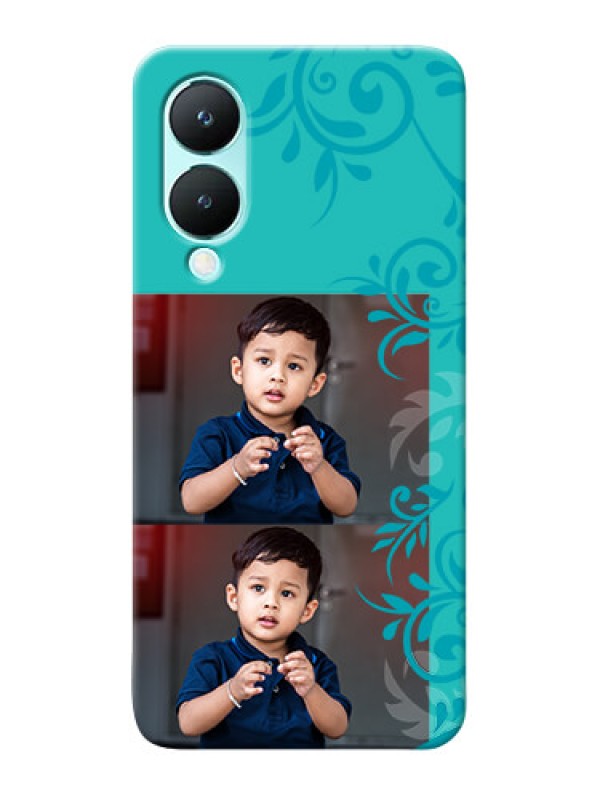 Custom Vivo Y28 5G Mobile Cases with Photo and Green Floral Design