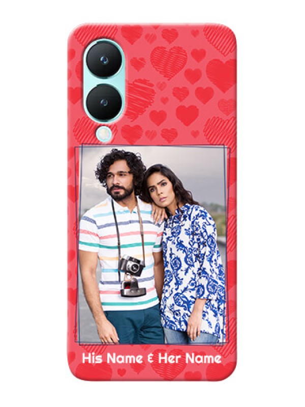 Custom Vivo Y28 5G Mobile Back Covers: with Red Heart Symbols Design