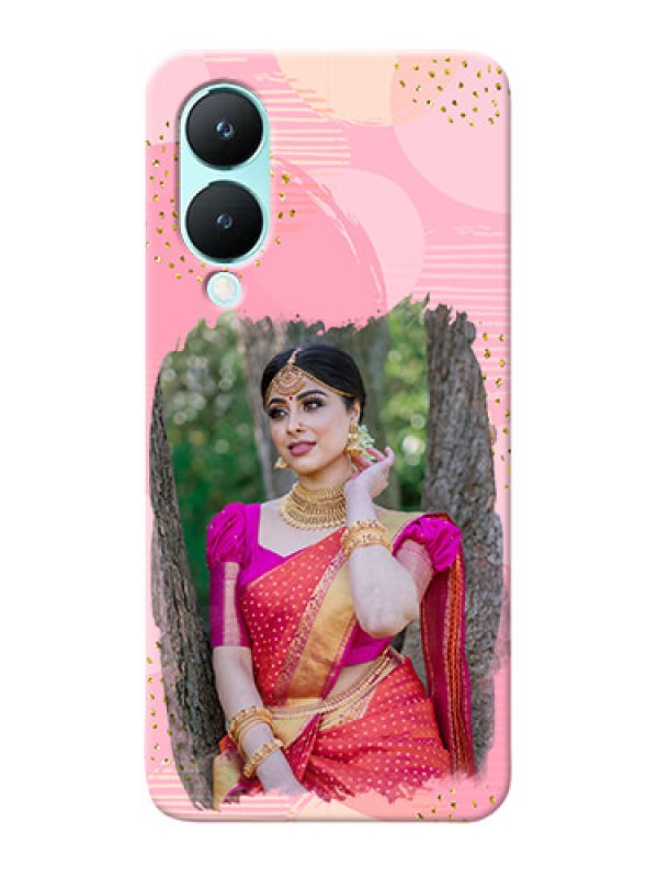 Custom Vivo Y28 5G Phone Covers for Girls: Gold Glitter Splash Design