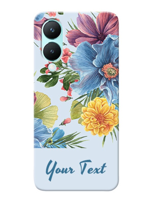 Custom Vivo Y28 5G Custom Mobile Case with Stunning Watercolored Flowers Painting Design