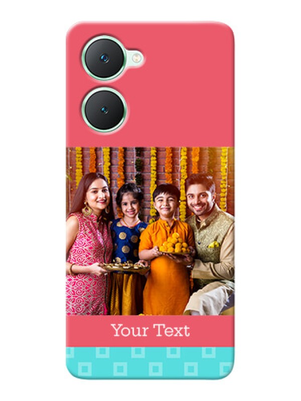 Custom Vivo Y28e 5G Mobile Back Covers: Peach And Blue Color Design