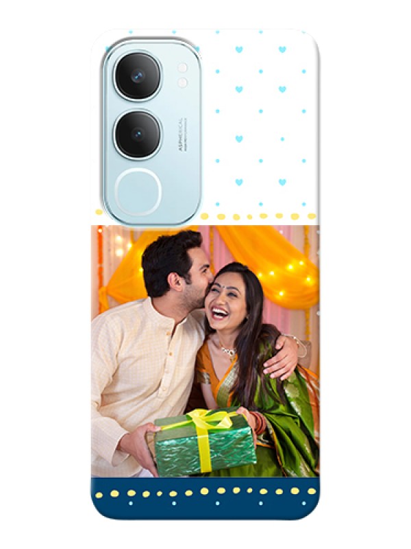 Custom Vivo Y29 5G Custom Hard Phone Case - White And Blue Abstract Design