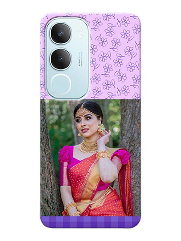 Custom Vivo Y29 5G Custom Hard Phone Case - Purple Floral Design