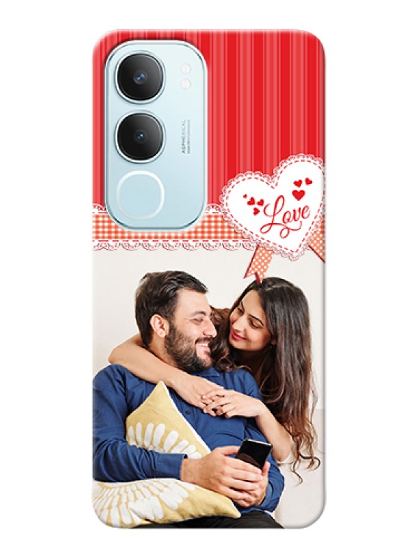 Custom Vivo Y29 5G Custom Hard Phone Case - Red Love Pattern Design
