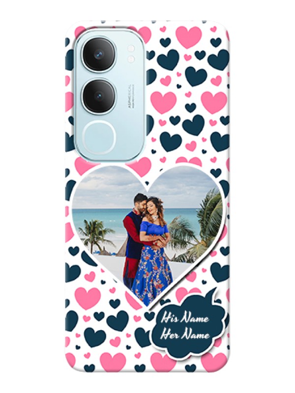 Custom Vivo Y29 5G Custom Hard Phone Case - Pink & Blue Heart Design