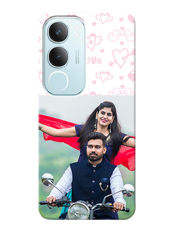 Custom Vivo Y29 5G Custom Hard Phone Case - Pink Flying Heart Design