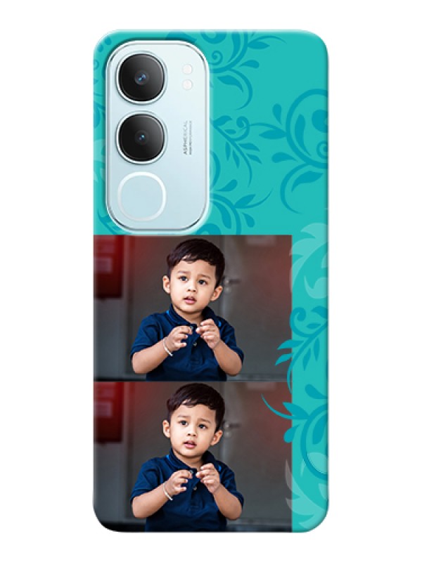 Custom Vivo Y29 5G Custom Hard Phone Case - With Photo And Green Floral Design