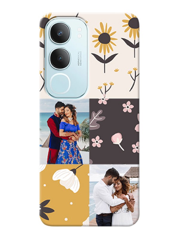 Custom Vivo Y29 5G Custom Hard Phone Case - 3 Images With Floral Design
