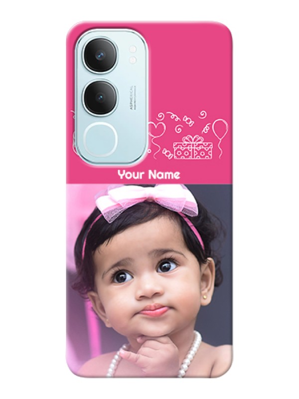 Custom Vivo Y29 5G Custom Hard Phone Case - With Birthday Line Art Design