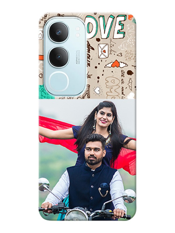Custom Vivo Y29 5G Custom Hard Phone Case - Love Doodle Pattern