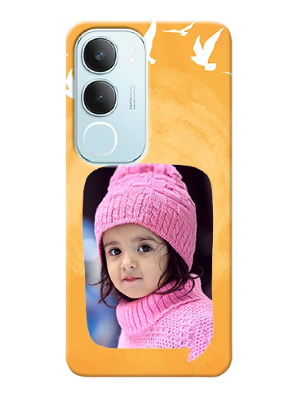 Custom Vivo Y29 5G Custom Hard Phone Case - Water Color Design With Bird Icons