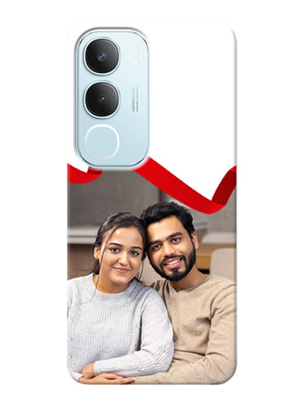 Custom Vivo Y29 5G Custom Hard Phone Case - Red Ribbon Frame Design