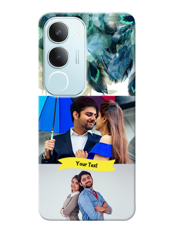 Custom Vivo Y29 5G Custom Hard Phone Case - Image With Boho Peacock Feather Design