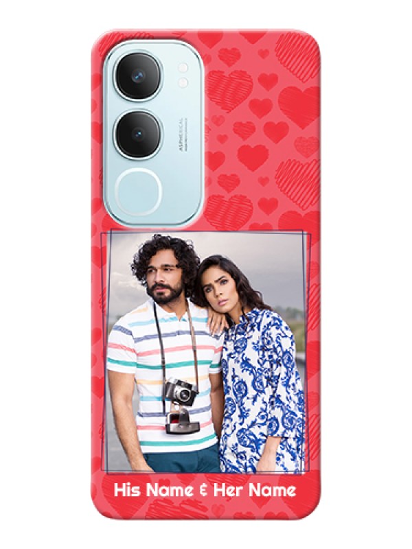 Custom Vivo Y29 5G Custom Hard Phone Case - With Red Heart Symbols Design