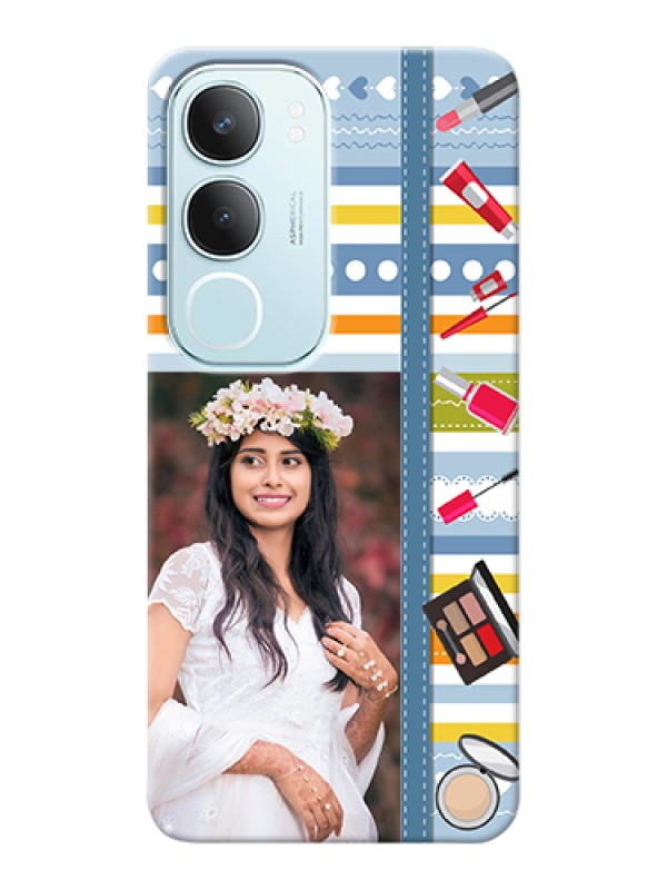 Custom Vivo Y29 5G Custom Hard Phone Case - Makeup Icons Design