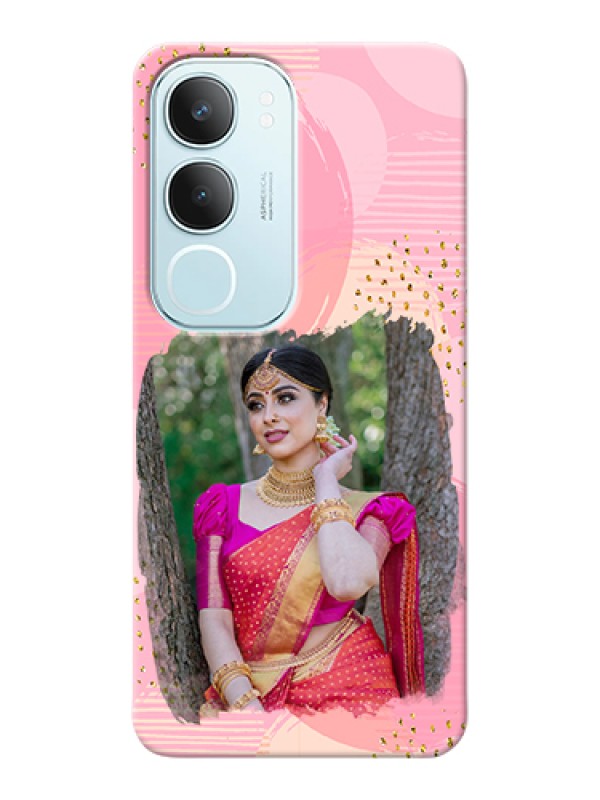 Custom Vivo Y29 5G Custom Hard Phone Case - Gold Glitter Splash Design