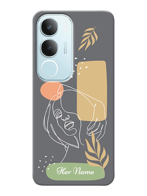Custom Vivo Y29 5G Custom Hard Phone Case - Gazing Woman Line Art Design