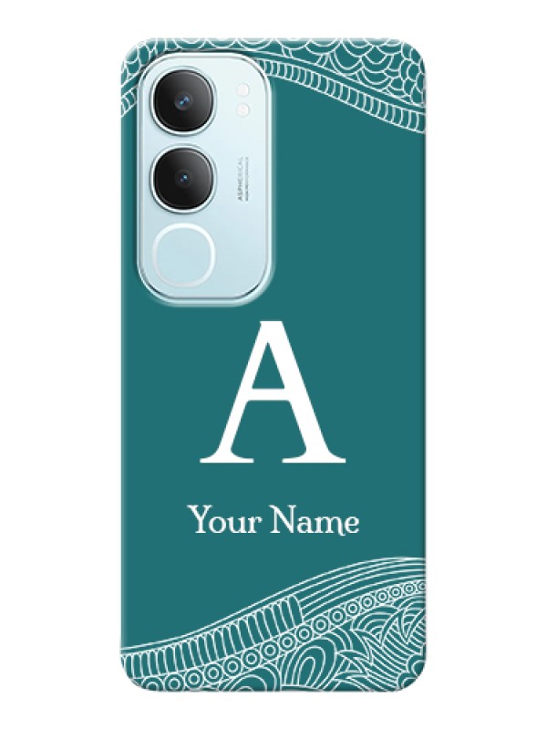 Custom Vivo Y29 5G Custom Hard Phone Case - Line Art Pattern With Custom Name Design