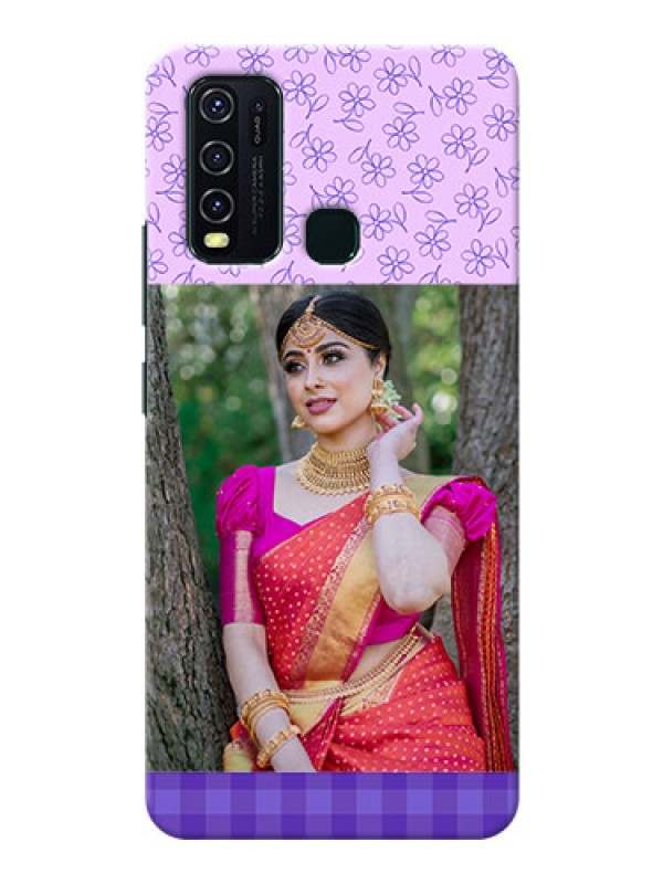 Custom Vivo Y30 Mobile Cases: Purple Floral Design