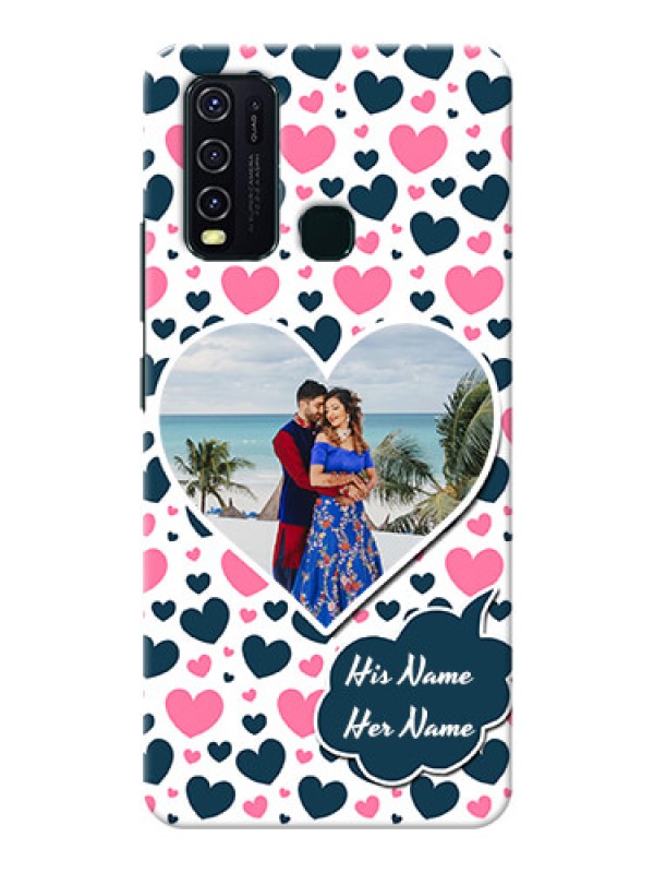 Custom Vivo Y30 Mobile Covers Online: Pink & Blue Heart Design