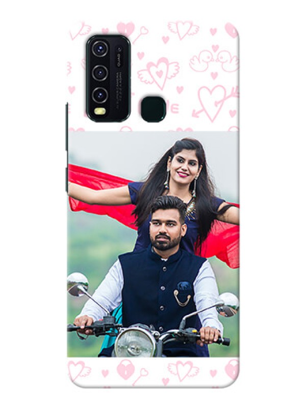 Custom Vivo Y30 personalized phone covers: Pink Flying Heart Design