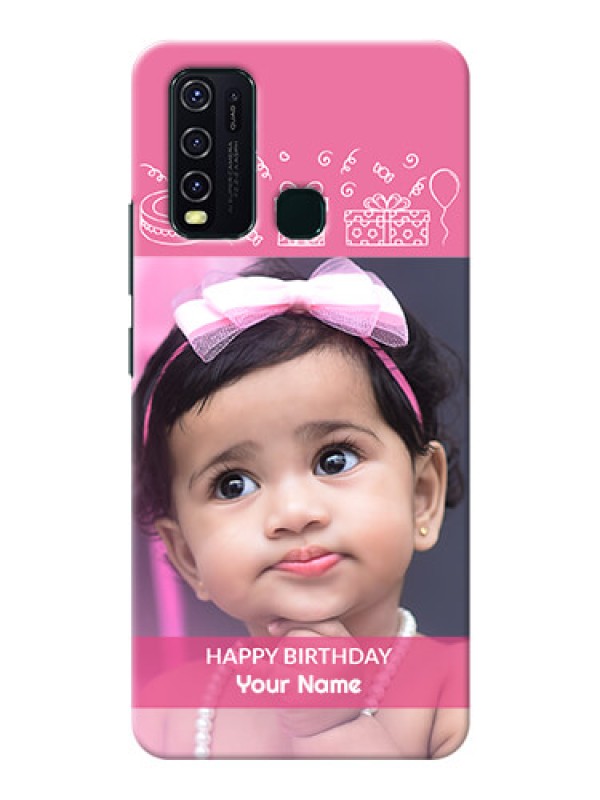 Custom Vivo Y30 Custom Mobile Cover with Birthday Line Art Design