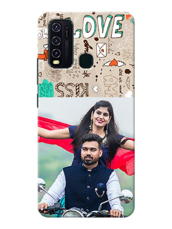 Custom Vivo Y30 Personalised mobile covers: Love Doodle Pattern 