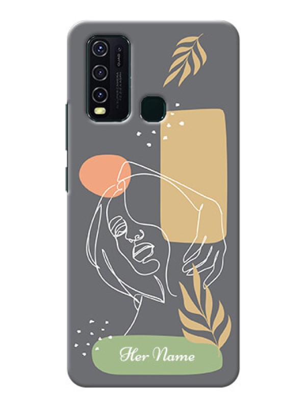 Custom Vivo Y30 Phone Back Covers: Gazing Woman line art Design
