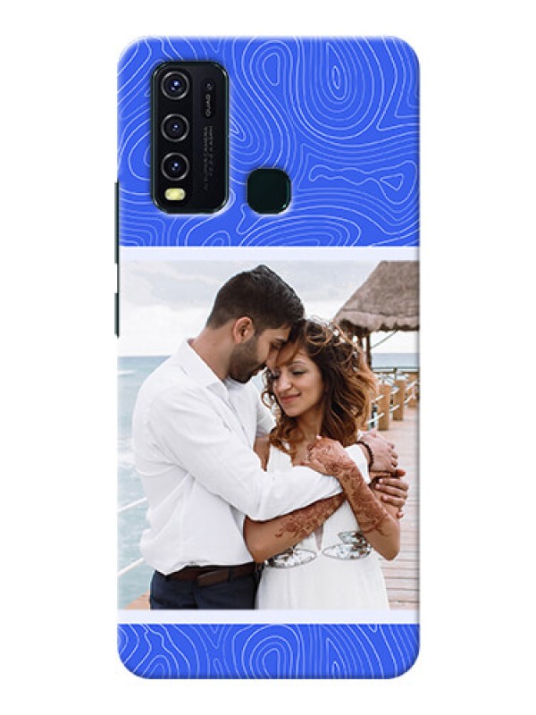 Custom Vivo Y30 Mobile Back Covers: Curved line art with blue and white Design