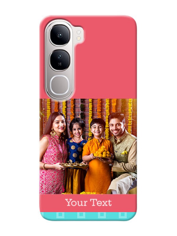 Custom Vivo Y300 5G Mobile Back Covers: Peach And Blue Color Design