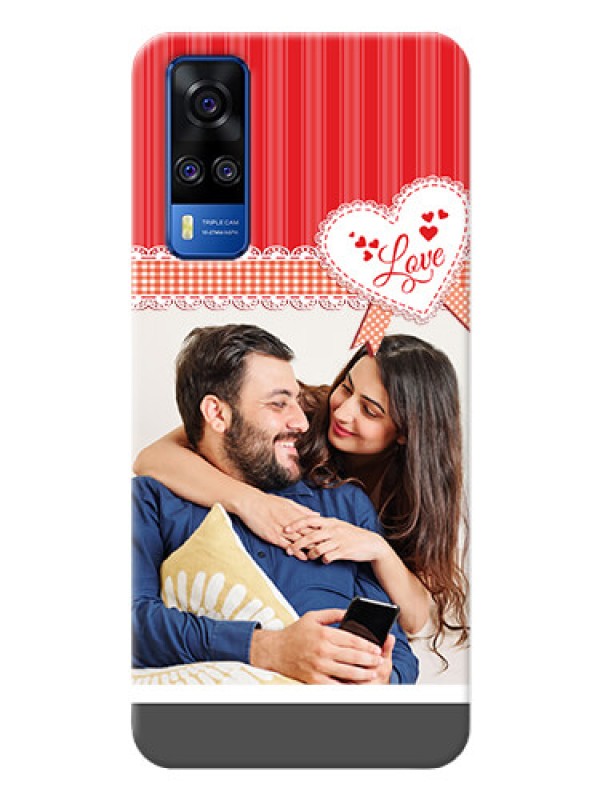Custom Vivo Y31 phone cases online: Red Love Pattern Design