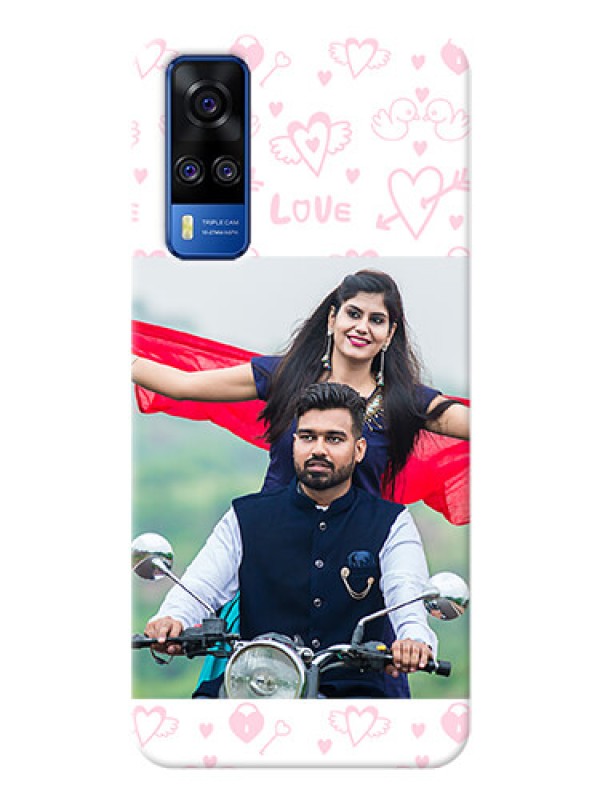 Custom Vivo Y31 personalized phone covers: Pink Flying Heart Design