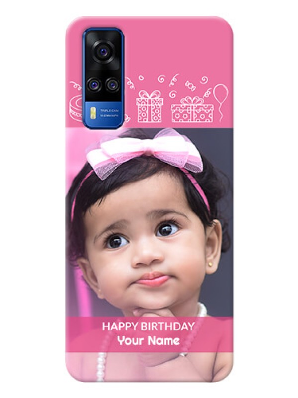 Custom Vivo Y31 Custom Mobile Cover with Birthday Line Art Design