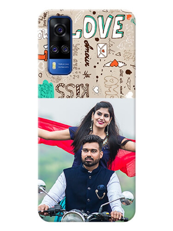 Custom Vivo Y31 Personalised mobile covers: Love Doodle Pattern 