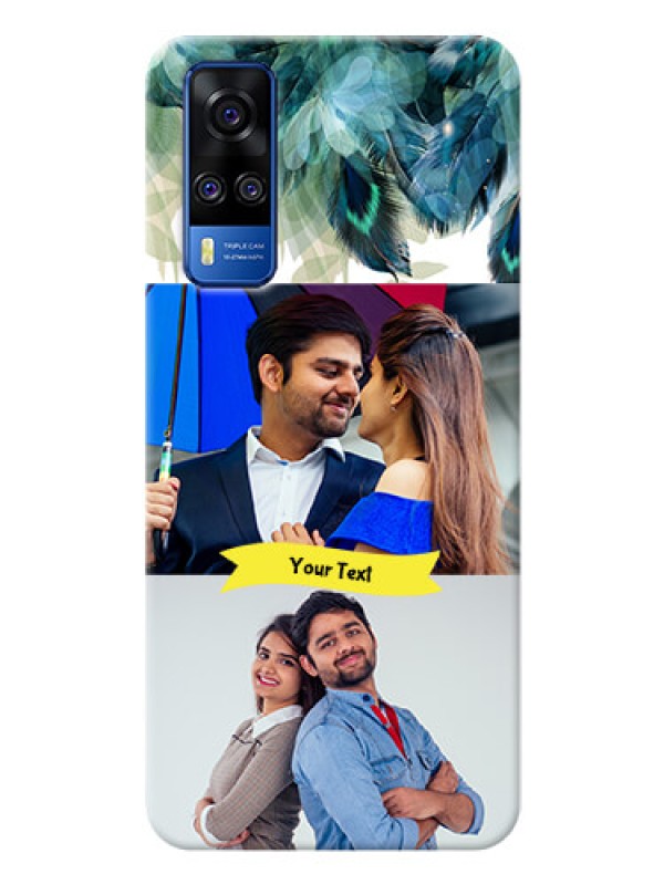 Custom Vivo Y31 Phone Cases: Image with Boho Peacock Feather Design