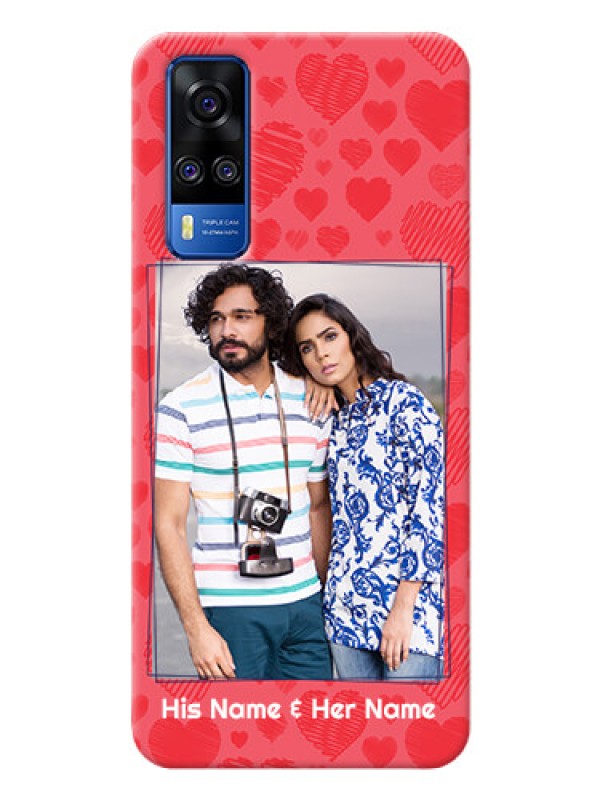 Custom Vivo Y31 Mobile Back Covers: with Red Heart Symbols Design
