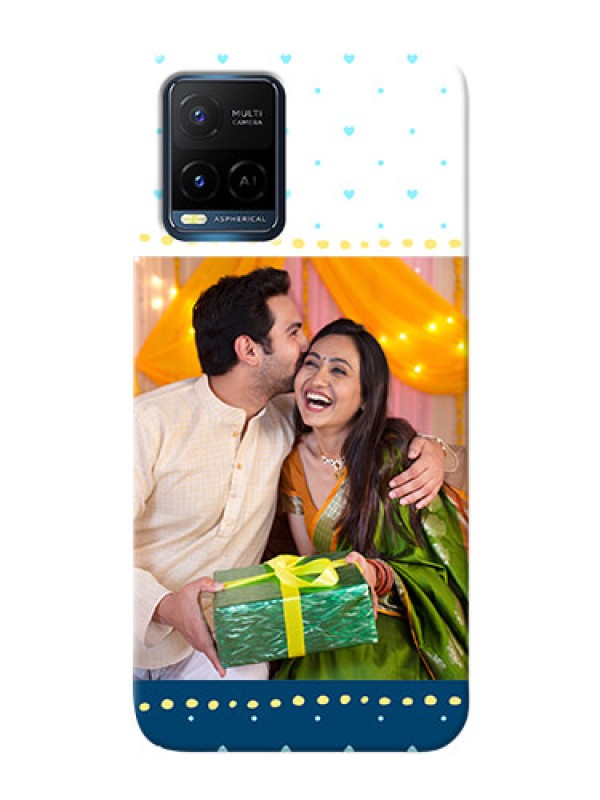 Custom Vivo Y33s Phone Covers: White and Blue Abstract Design