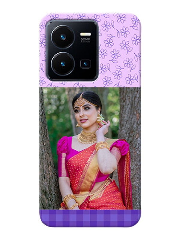 Custom Vivo Y35 2022 Mobile Cases: Purple Floral Design