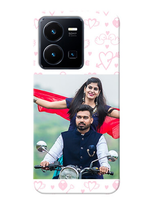 Custom Vivo Y35 2022 personalized phone covers: Pink Flying Heart Design