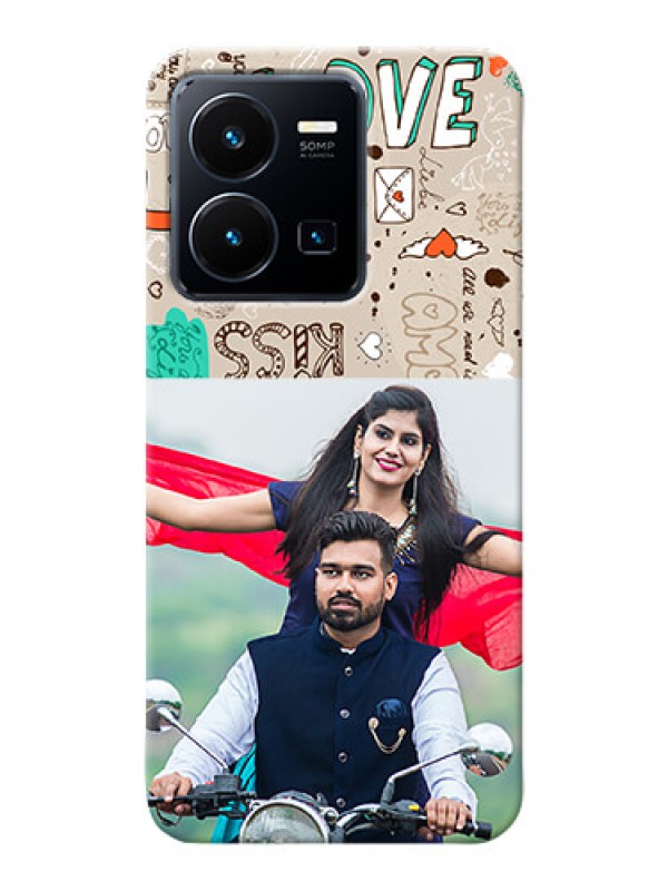 Custom Vivo Y35 2022 Personalised mobile covers: Love Doodle Pattern 