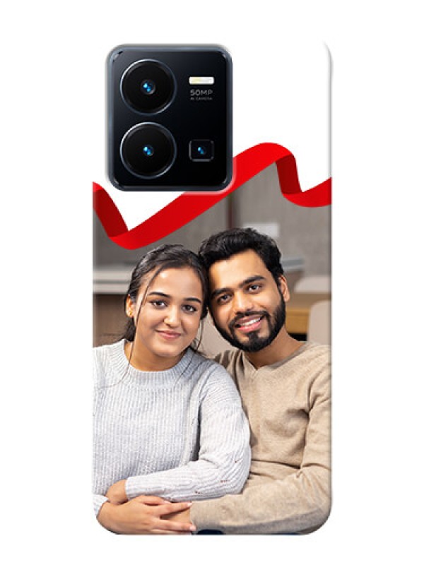 Custom Vivo Y35 2022 custom phone cases: Red Ribbon Frame Design