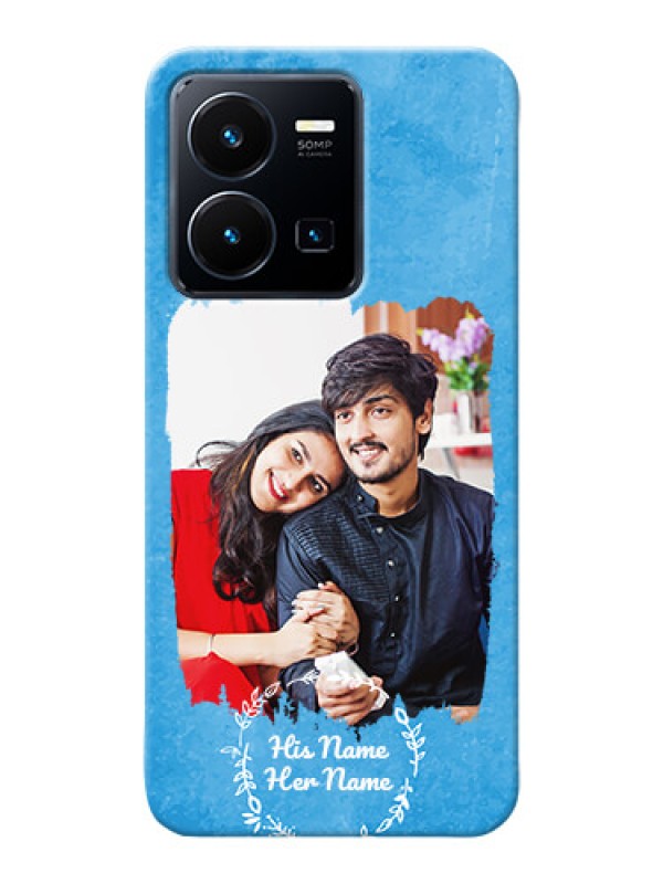 Custom Vivo Y35 2022 custom mobile cases: Blue Color Vintage Design